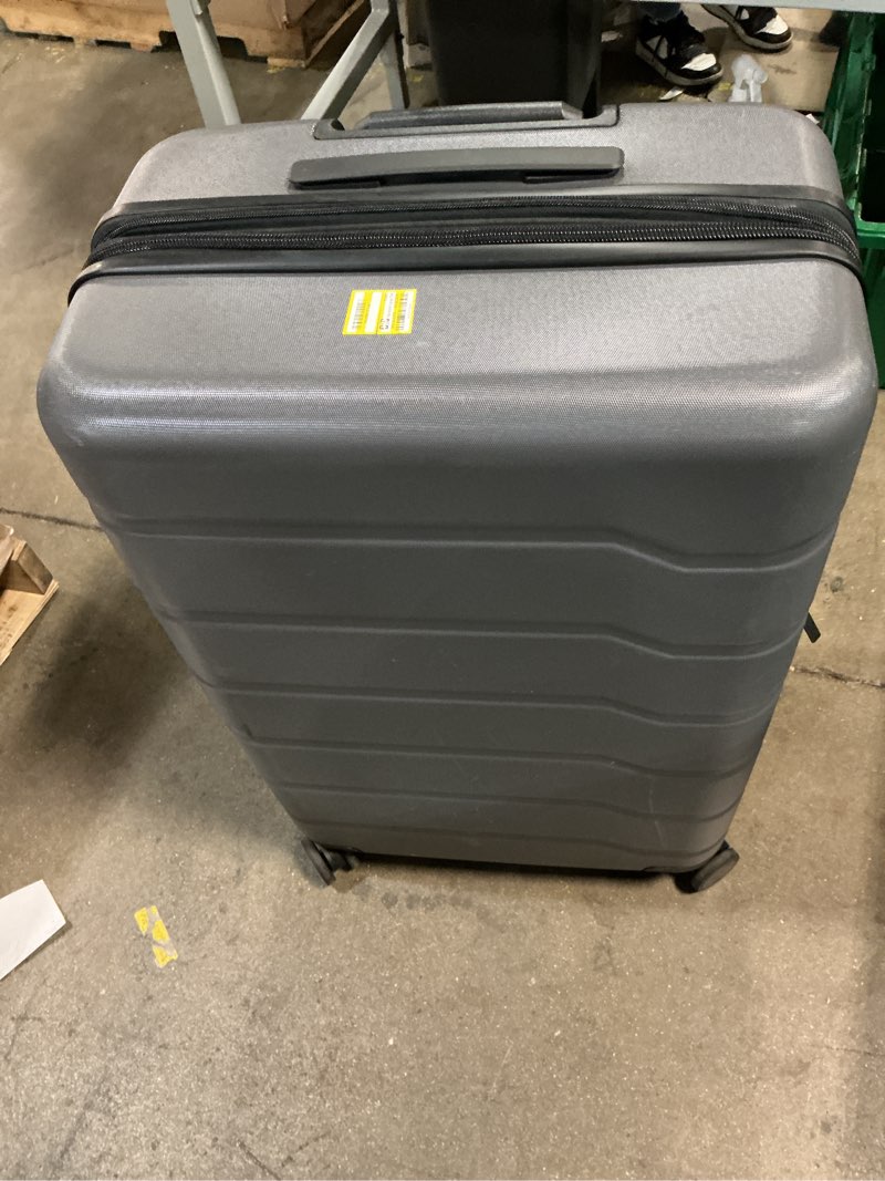Condition photo showing As Is for hardside medium checked spinner wheels suitcase gray - open story™