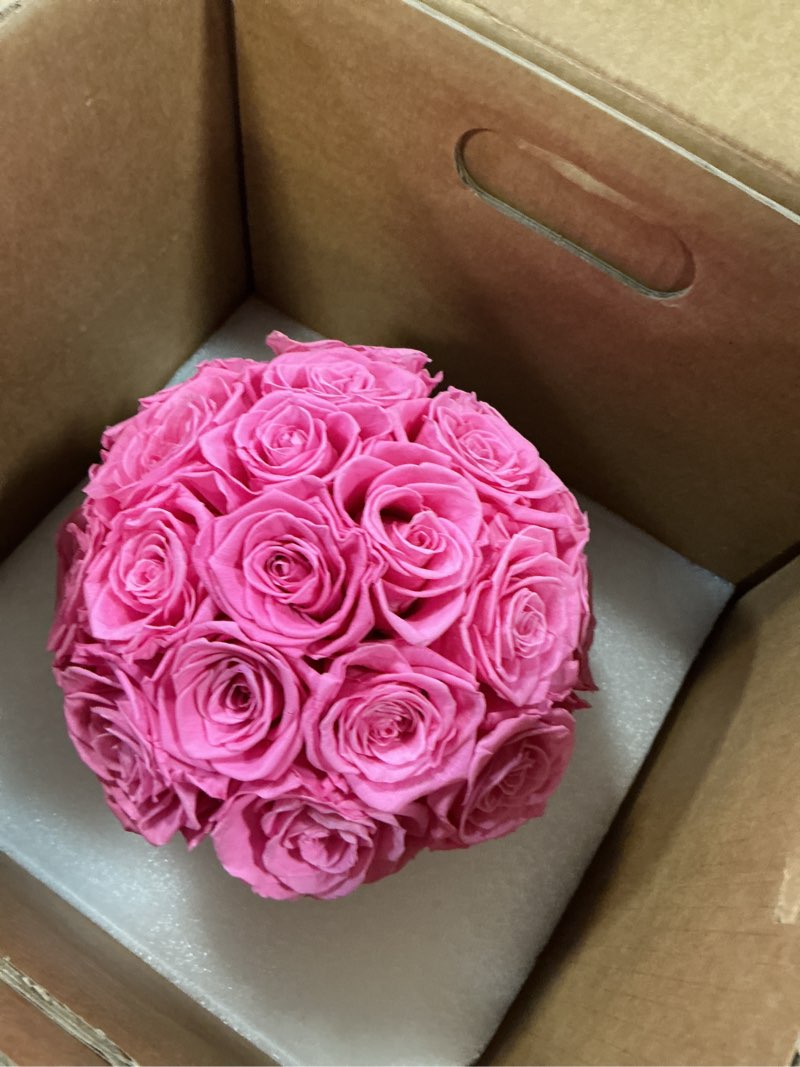 Condition photo showing Good Condition for 18 preserved flowers for delivery prime, roses dome forever flower decor for party home table bedroom, anniversary, birthday, wedding gifts for women her (pink) pink-dome 18 roses dome