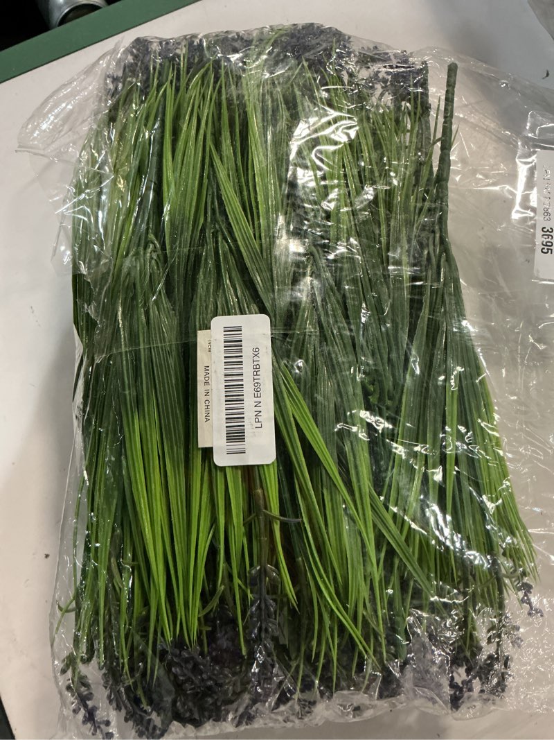 Condition photo showing Good Condition for alyptus artificial flowers for outdoors 24 bundles fake monkey grass plants outdoor plastic purple flower outside green leaf decoration for patio pot décor (24 bundle purple flowers)