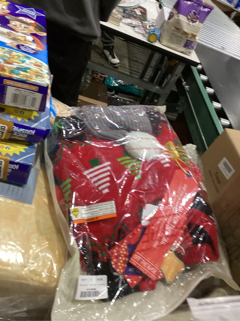 Condition photo showing New/Like New for Men's LED Ugly Christmas Sweater Unisex Funny Novelty Knit Pullover with Lights Large Sequin Snowman Shake Off