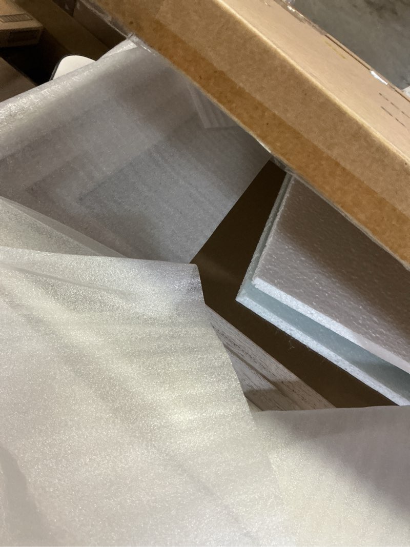 Condition photo showing Good Condition for SMIROR Matte White Bathroom Mirror for Over Sink, 24”x 36” Metal Thick Framed Rectangle Vanity Mirror for Wall, Right Angle Corner, Anti-Rust, Horizontally or Vertically Mounted