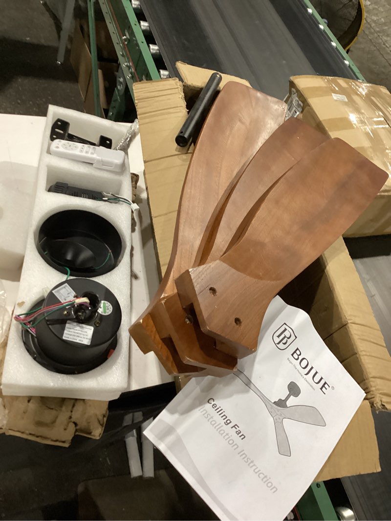 Condition photo showing Good Condition for boomjoy dimmable 60 inch large outdoor ceiling fans with lights and remote, 3 blade wood big outdoor ceiling fans for patios, black walnut bedroom ceiling fan with light, dc motor black+deep walnut 60 inch