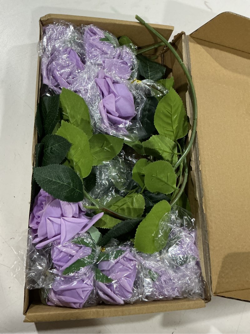 Condition photo showing Good Condition for kimura's cabin 12 pcs lifelike roses artificial flowers real touch rose long stem fake flowers for wedding bouquet party arrangement festival home table centerpieces vase decor,purple