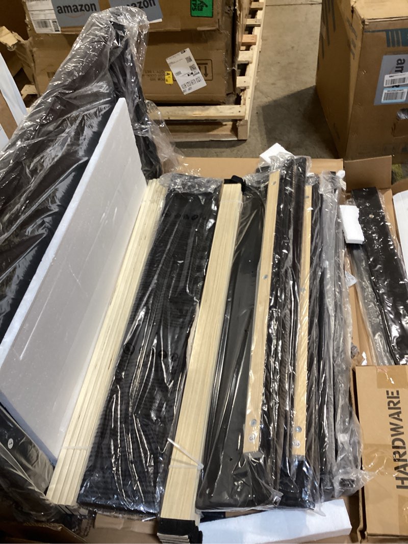 Condition photo showing New/Like New for vecelo queen size bed frame, upholstered platform with adjustable diamond tufted headboard, wood slat support, no box spring needed, velvet & black velvet & black queen
