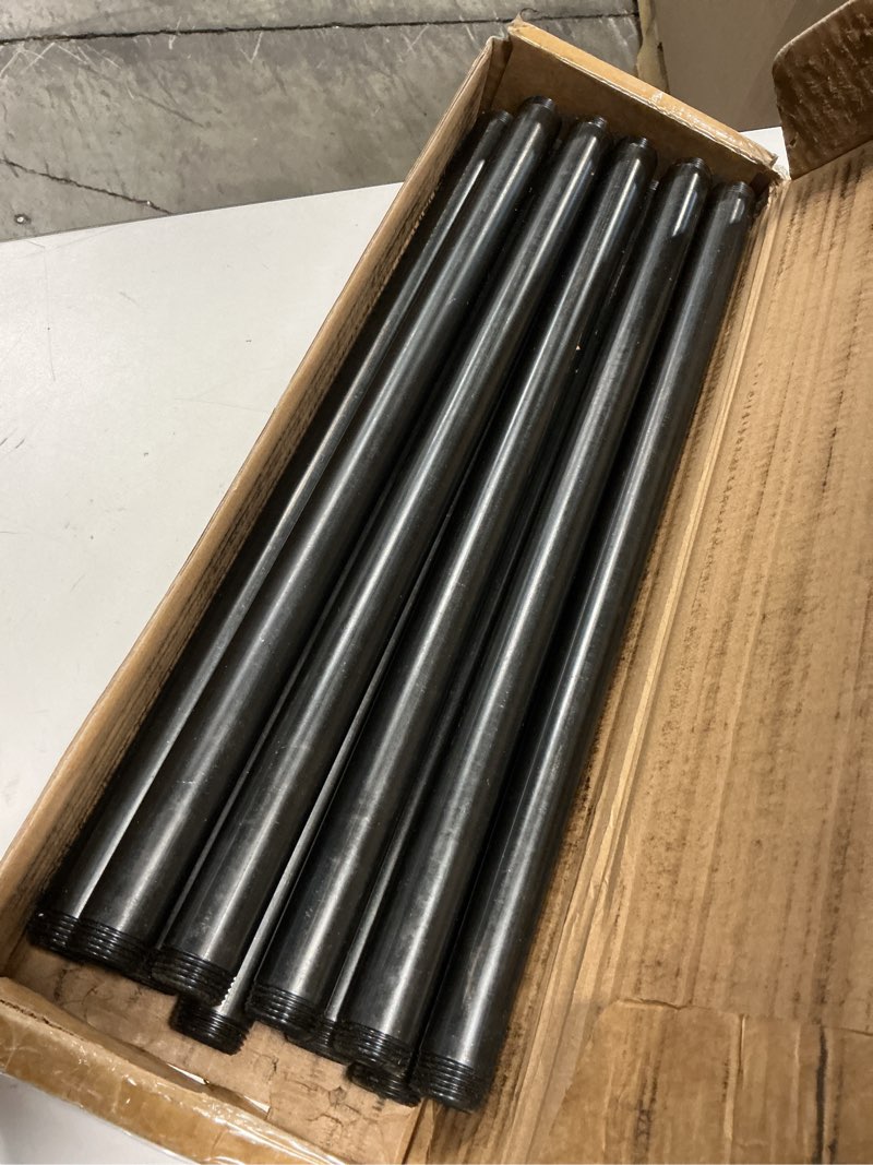 Condition photo showing As Is for 3/4” x 18 ” black malleable steel nipples fitting, 3/4 inches threaded pipe nipples, diy steampunk industrial vintage style, 10 pack. 3/4'' x 18'' 10