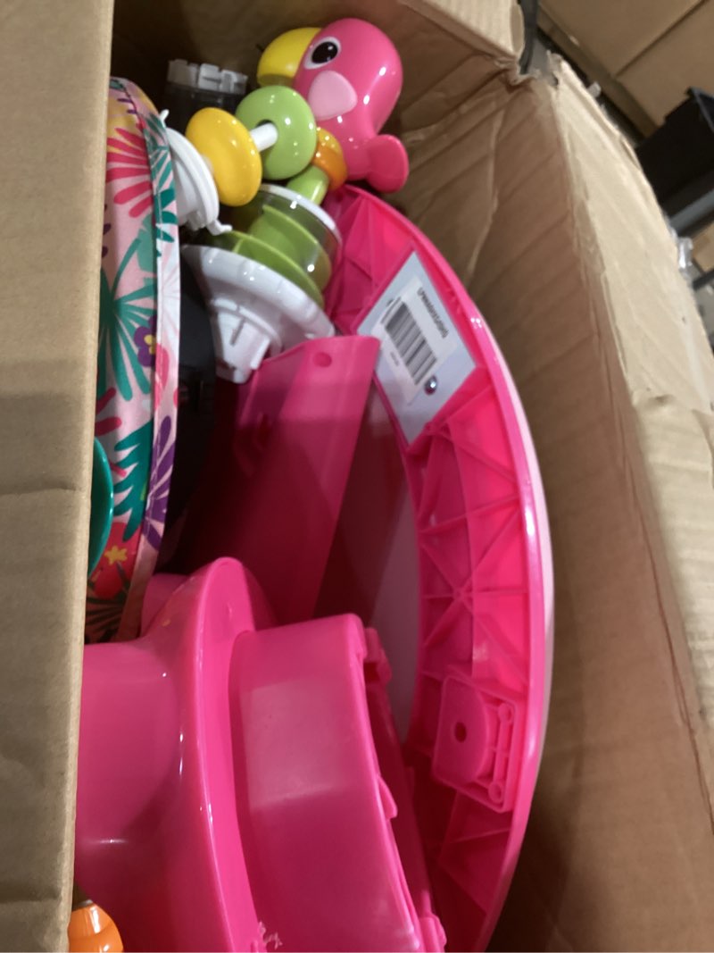 Condition photo showing Good Condition for bright starts around we go 2-in-1 baby walker, discovery activity center and table, tropic coral, ages 6 months+ tropical coral activity center & table