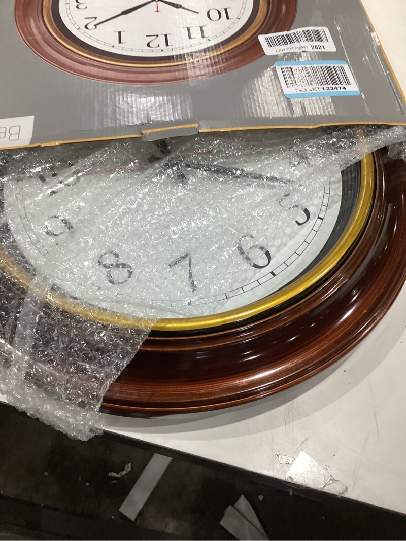 Condition photo showing Good Condition for bernhard products large wall clock 18" quality quartz silent non ticking, battery operated for home/living room/over fireplace, beautiful decorative timeless stylish bronze xl clocks, easy to read light brown
