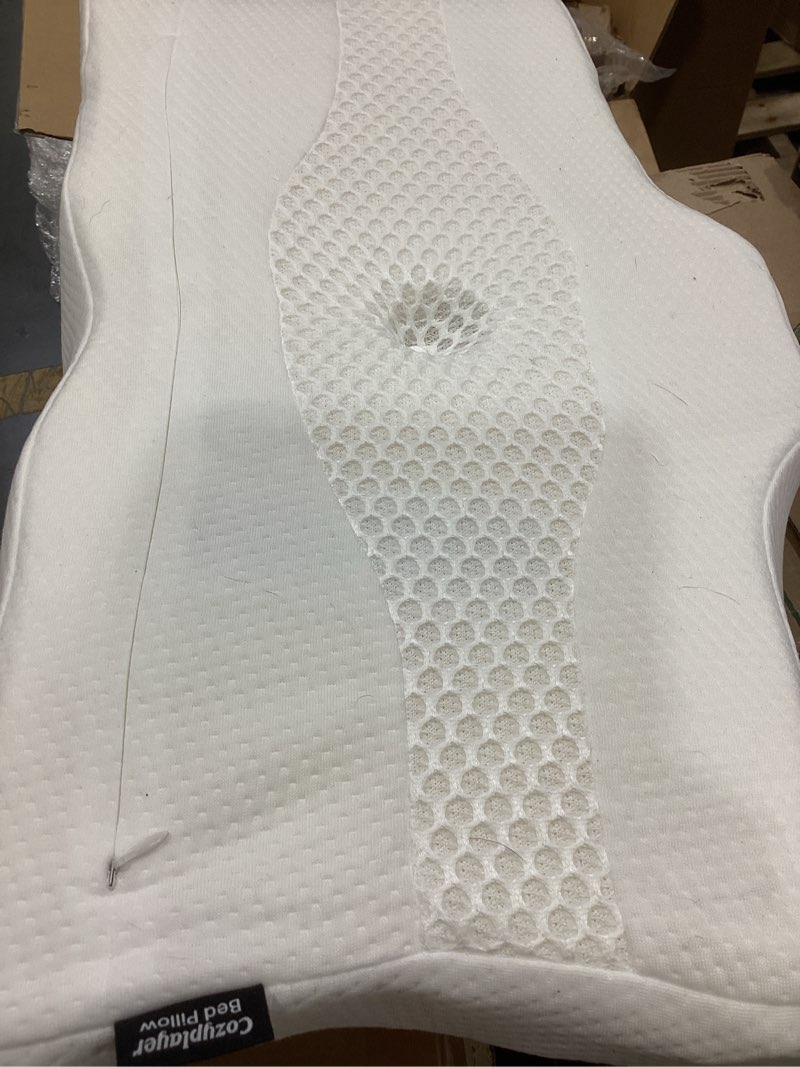 Condition photo showing As Is for cozyplayer true cooling cervical neck pillow for pain relief, ergonomic side sleeper pillow for neck support, odorless orthopedic contour memory foam pillows, bed pillow for back stomach sleeper