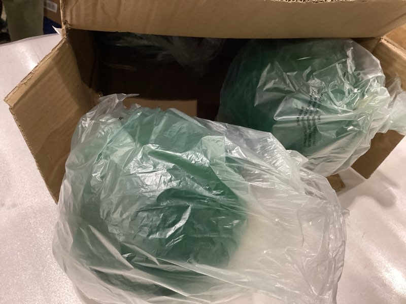 Condition photo showing Good Condition for Lanpn 4 Pcs 8" Large Christmas Ornaments, Oversized Velvet Xmas Tree Ball, Big Flocked Christmas Tree Ornament, Shatterproof Plastic Balls for Yard Lawn Holiday Hanging Decor, Dark Green Dark Green 8"/ 4 pcs