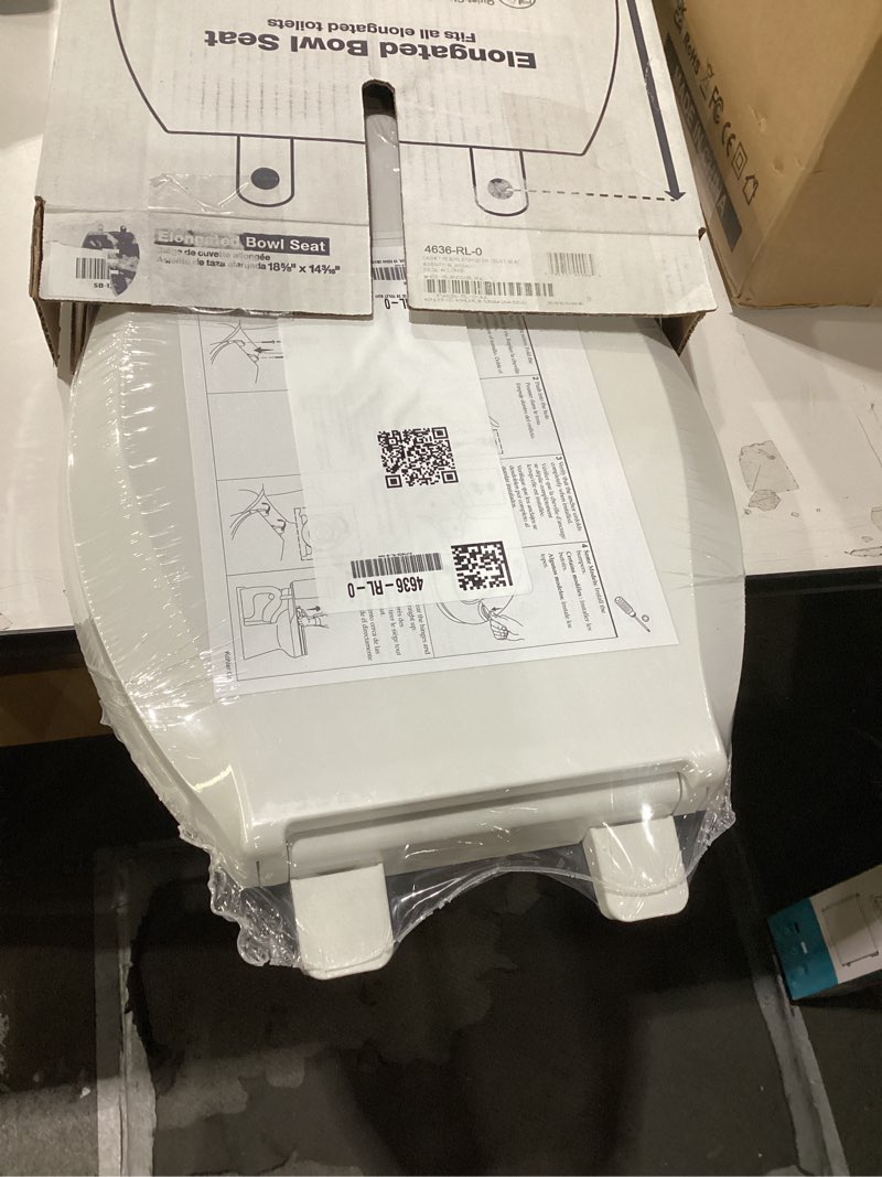 Condition photo showing New/Like New for KOHLER 4636-RL-0 Cachet ReadyLatch Elongated Toilet Seat Slow Close, Soft Close Toilet Seat Quiet Lid, Contoured Grip-Tight Bumpers Installation Hardware, Apartment Essentials, White White Elongated Ready Latch