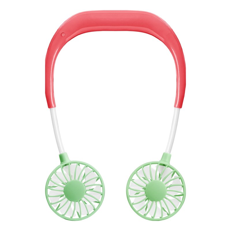 H-GLO Portable Neck Fan with LED Lights, Rechargeable, 3 Speeds, White, 1-Pack