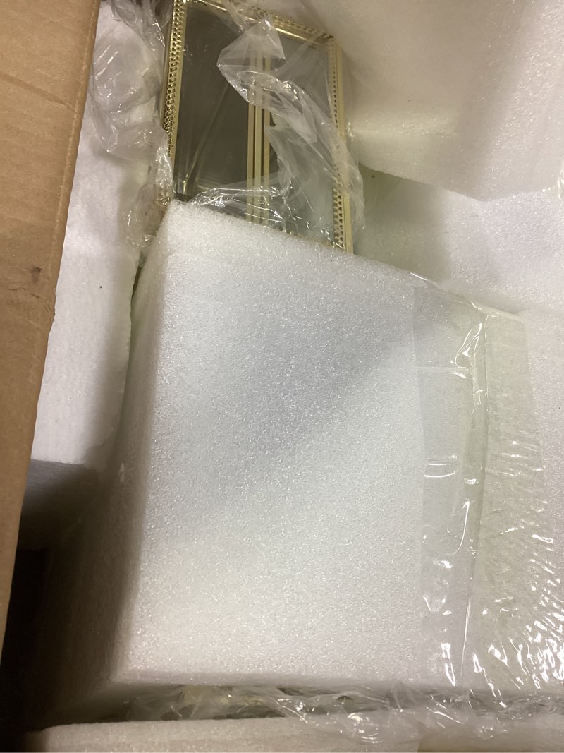 Condition photo showing Good Condition for Clear Makeup Organizer with Gold Frame – Countertop Vanity Organizer for Skincare, Lipsticks, Perfume & Brushes – Bathroom Cosmetic Storage Display Box Glear