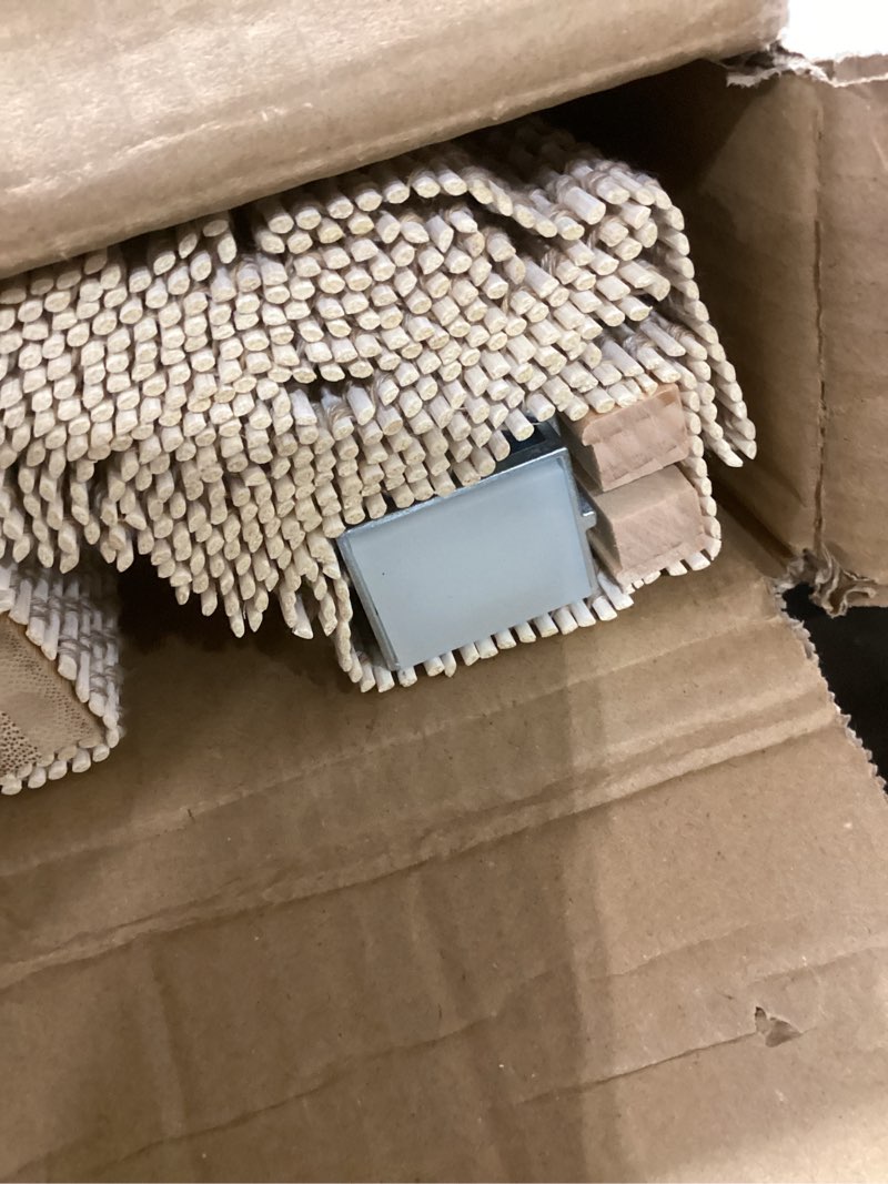 Condition photo showing Good Condition for lazblinds no drill cordless bamboo roman shades, light filtering blinds for indoor windows, roll up bamboo blinds for home, 27" w x 64" h, star-off white star-off white 27"w x 64"h