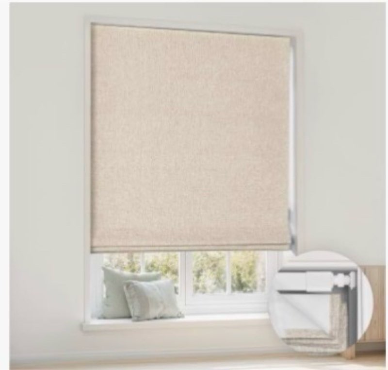 No Drill Cordless Roman Shades 24\"W×64\"H Linen - Beige
