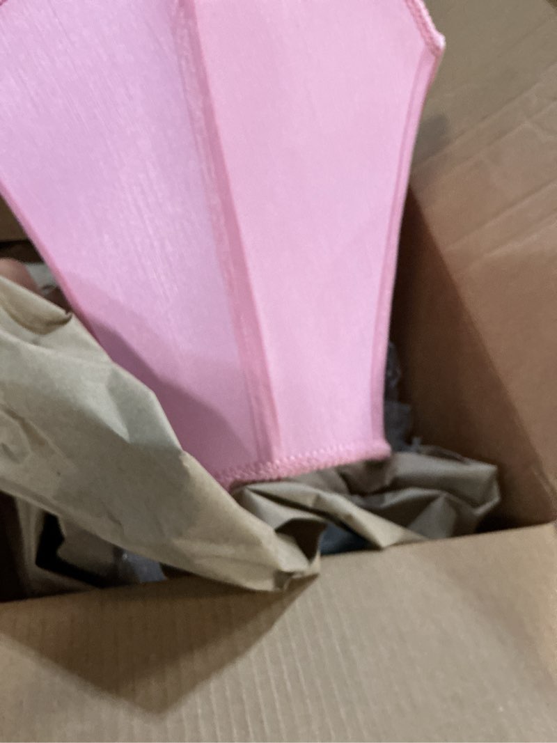 Condition photo showing Good Condition for go&so pink lamp shade medium scalloped lamp shade,6"top x 13"bottom x 10.6"vertical height (spider),edge petal braid bell lamp shades for table lamps&floor&bedside lamp,modern lamp shade-easy assembly 1 pack pink