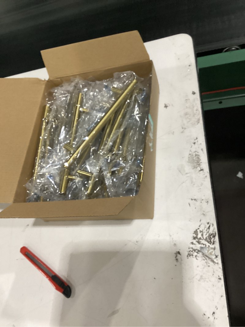 Condition photo showing New/Like New for mega handles 35 pack i cabinet pulls 7.38 inch, stainless steel cabinet handle pulls i ideal for kitchen drawer, cabinets, door, cupboard i hardware for cabinets - hole distance 5 inch - satin brass