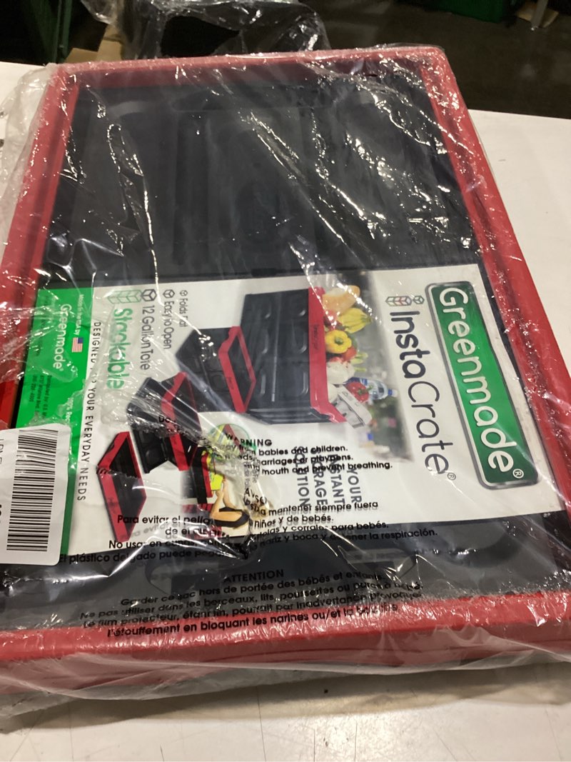 Condition photo showing Good Condition for greenmade instacrate collapsible storage container, 12 gal, red/black