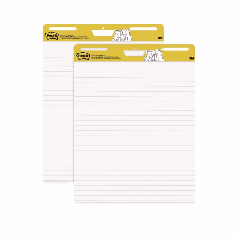 post-it vertical-orientation self-stick easel pad value pack, ruled, 25 x 30, white, 30 sheets, 6/carton 