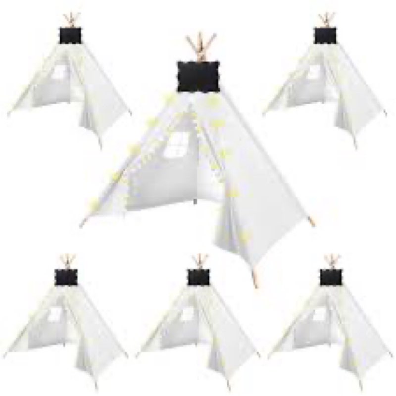 6 Packs Teepee Tent for Kids with 10FT String Lights, Indoor Outdoor Play Teepee Tent for Girls & Bo