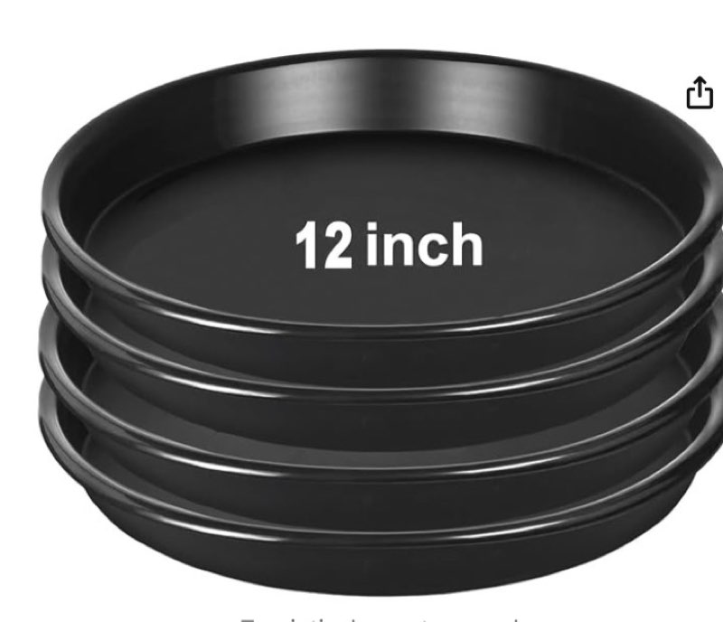 4Pack 12Inch Plastic Drip Trays Plant Saucers for Indoors Outdoor Plant, Thick Heavy Durable Sturdy Flower Pot Trays for Pots Planter, Black