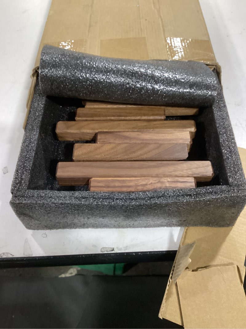 Condition photo showing Good Condition for Wooden Coat Rack Wall Mounted Sticks Multi Rack Solid Handmade Natural Walnut Wood Artwork with 6 Flip-Down Unique Modern Hooks for Coats Bag Hat Umbrella