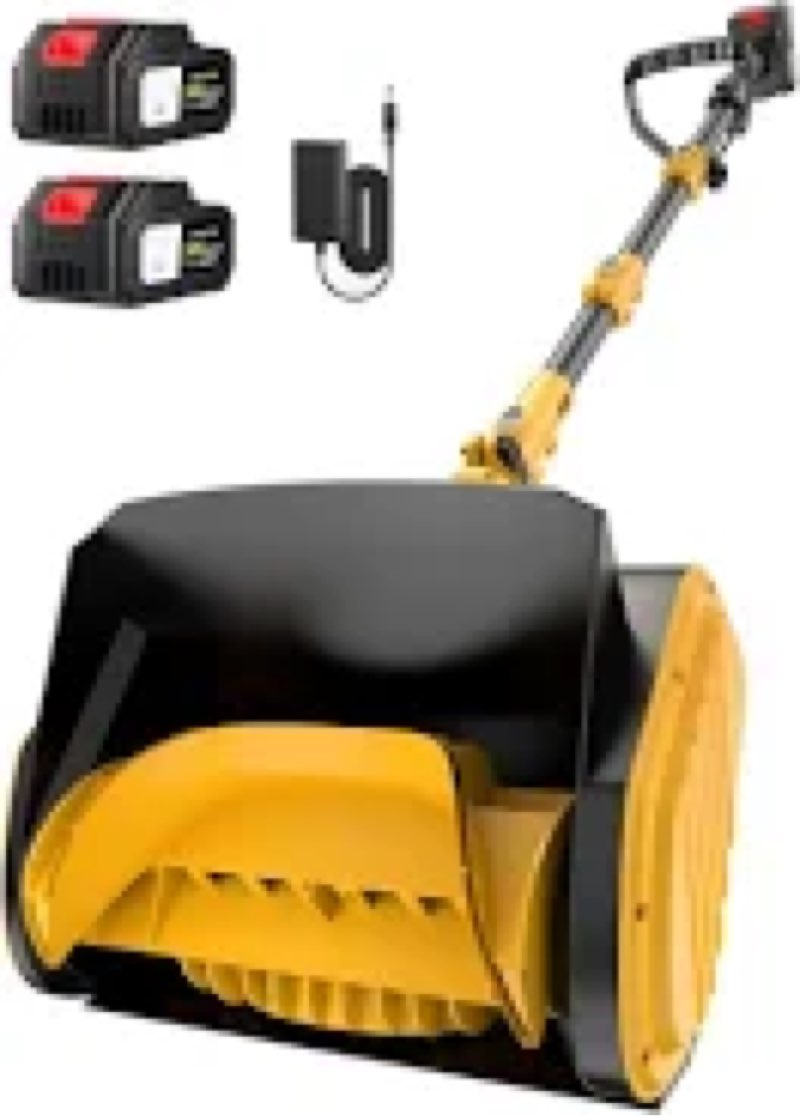 21000rpm cordless snow shovel, 13" electric snow blower 24v with dual batteries & charger, 25ft thro
