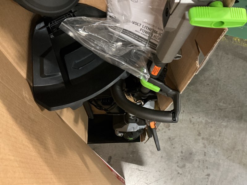 Condition photo showing As Is for ego power+ multi-head system with line iq, powerload 56-volt 17-in straight shaft attachment capable battery string trimmer 5 ah (battery included) (charger included)