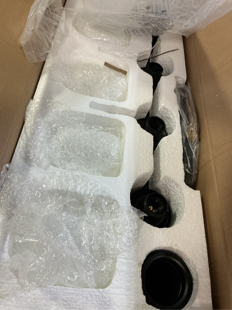Condition photo showing Good Condition for keonjinn 4-light bathroom light fixtures, black vintage vanity lights for mirror with frosted glass shades, ul listed e26 base(bulbs not included), reversible vanity lighting fixtures for bathroom matte black 4-light