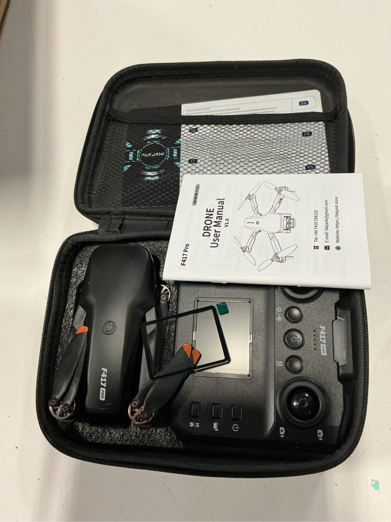 Condition photo showing Good Condition for f417pro drone with camera 1080p for adults kids, mini drone with screen, adult drone, dual 90° lens, led lights, optical flow, modular battery, beginner drone, one key start, headless, 3d flip, case