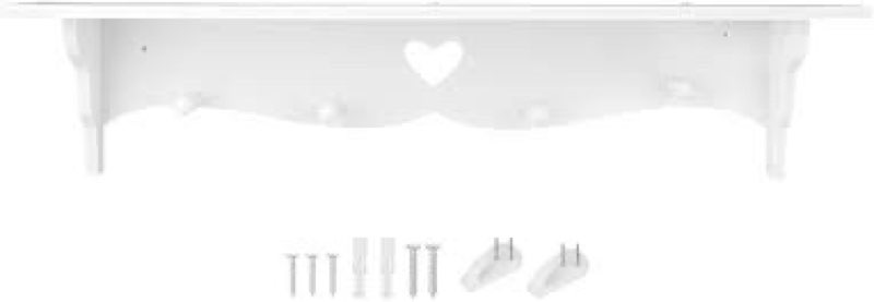 STARNOONTEK Hollowed Love Shape Wall Shelf,23inch White PVC Wood-Plastic Board Wall Mounted Floating
