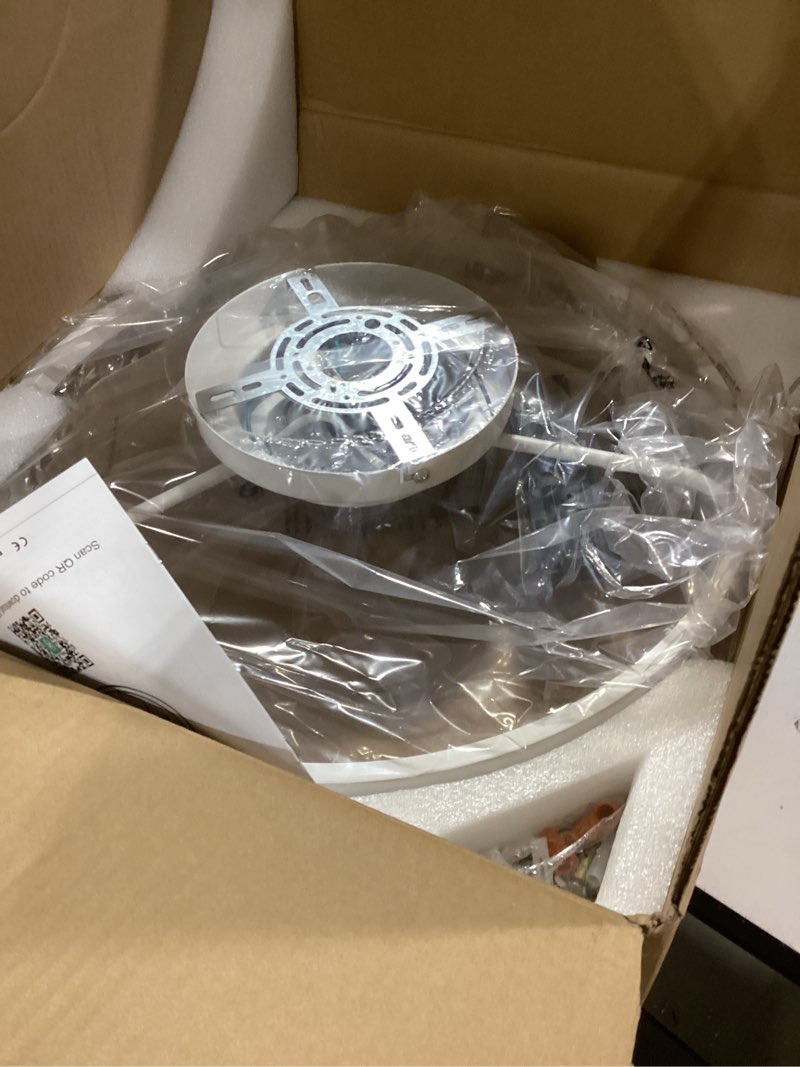 Condition photo showing As Is for Ceiling Fans with Lights and Remote, 19.7" Low Profile Ceiling Fan with Light, 3000-6500K Dimmable, 6 Speeds and Stepless Color Temperature Change for Bedroom, Living Room and Kids Room(White)