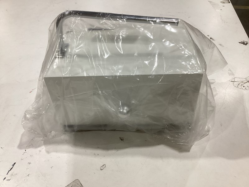 Condition photo showing As Is for voldra toilet paper holder with shelf, flushable wipes dispenser for bathroom, adhesive toilet paper roll holder with storage wall mount stick on bathroom tissue holder front flip design (matte white) white wipes box