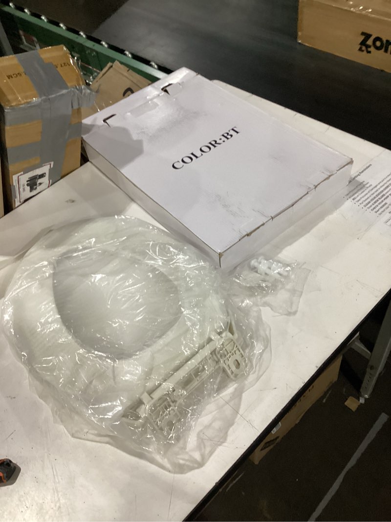 Condition photo showing New/Like New for gerber elongated toilet seat with cover, soft close, no slam, quick & easy install, heavy-duty plastic, adjustable fit for standard elongated toilets, durable & fade-resistant, biscuit g009921309
