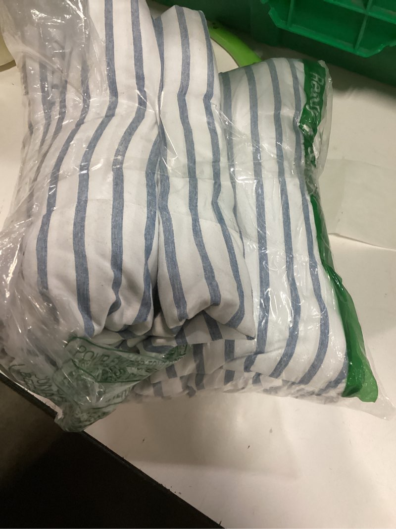 Condition photo showing As Is for Queen Size 4 Piece Sheet Set - Comfy Breathable & Cooling Bed Sheets Set - Hotel Luxury Bedding for Women, Men, Kids, Teens, Boys & Girls - Deep Pockets, Soft, Wrinkle Free - Oeko-Tex - Blue Stripes 2 Queen 41 - Blue Stripes 2