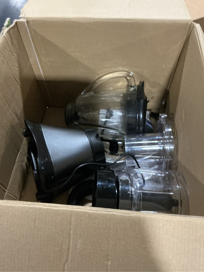 Condition photo showing As Is for Hamilton Beach Blender and Food Processor Combo for Shakes & Smoothies, With 3 Cup Electric Food Chopper Attachment, 40 oz Glass Jar, Blender Travel Cup, 700 Watts Peak Power, Gray & Black (58163)