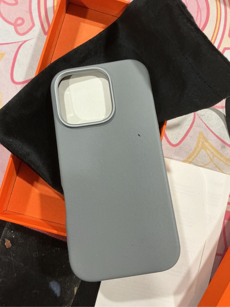 Condition photo showing Good Condition for LONLI Classic - for iPhone 16 Pro Leather Case - European Genuine Vele Leather Phone Case - Smoothen and Soften Over Time - [Compatible with Magsafe] - Gladius/Grey Camera Control Cutout Gladius iPhone 16 Pro
