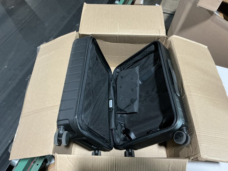 Condition photo showing Good Condition for away carry-on luggage, lightweight hardside suitcase with spinner wheels, 22 inch airline approved, tsa lock, jet black