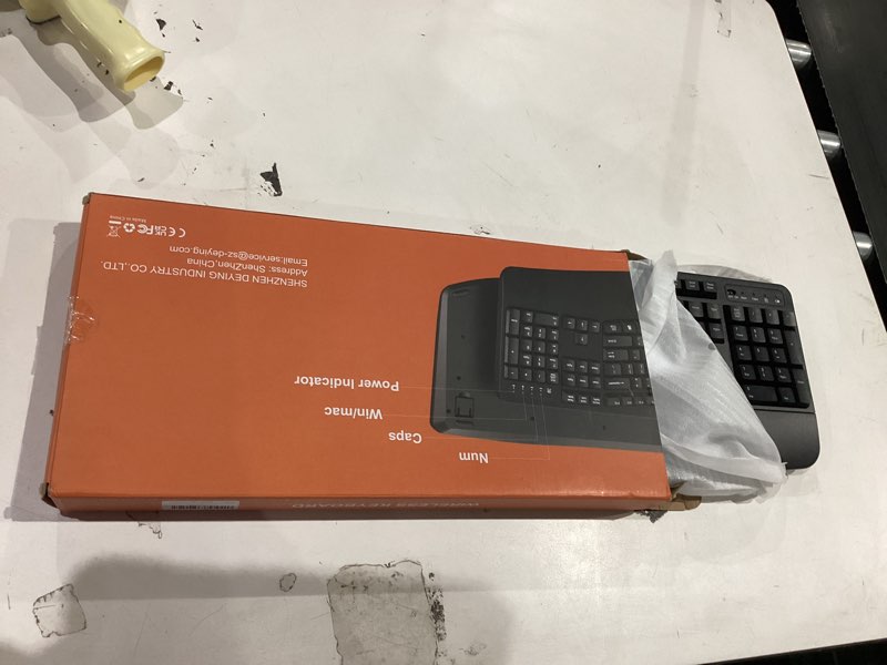 Condition photo showing Good Condition for Ergonomic Wireless Keyboard with Wrist Rest, Wave Keys, Comfortable Natural Typing, 2.4GHz Full Size Ergo Wireless Computer Keyboard for Multi-OS, Windows, Mac OS Laptop/PC/Notebook (Black)