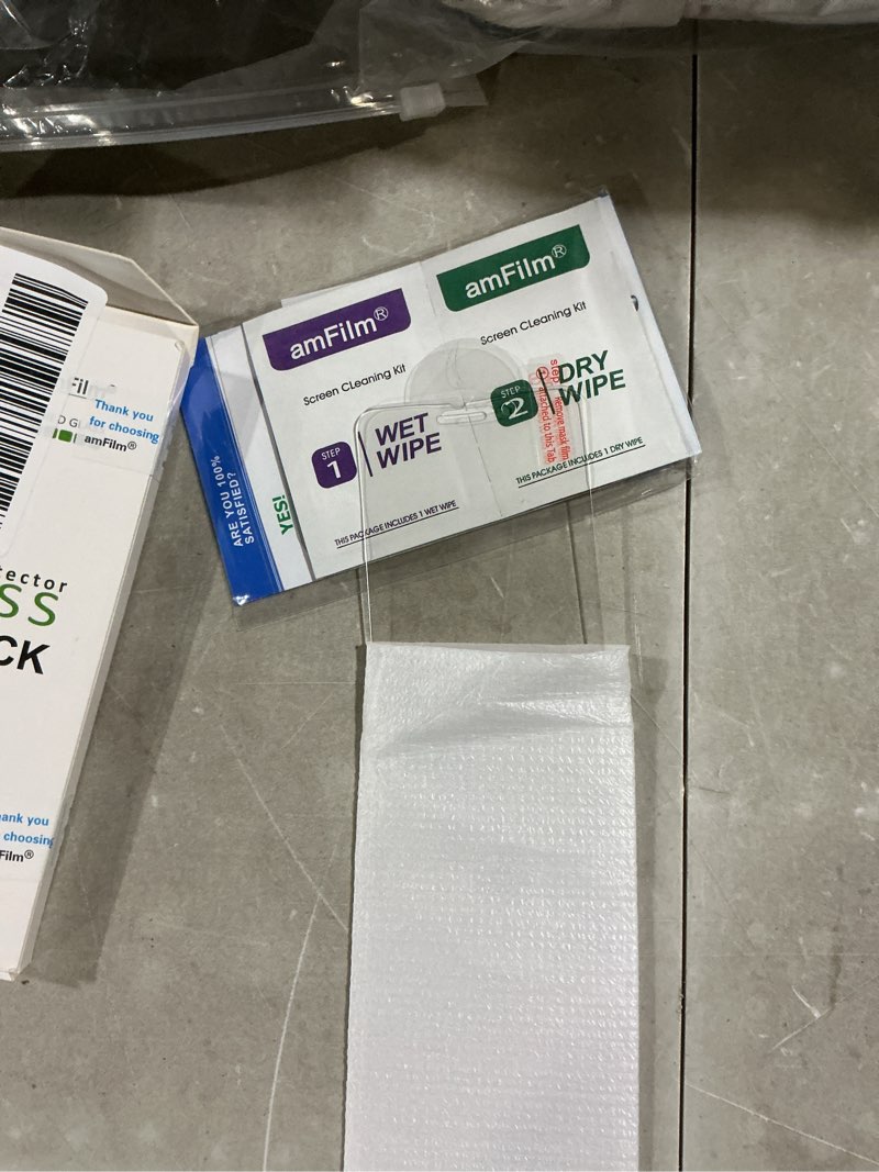 Condition photo showing As Is for amfilm auto-alignment onetouch for samsung galaxy s26 ultra 6.9" screen protector + camera lens protector, tempered glass, 30 seconds installation, bubble free, case friendly, anti-scratch [2+2 pack] s26u-6.9"