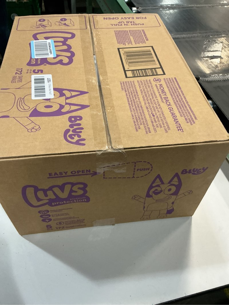 Condition photo showing New/Like New for Luvs Diapers - Size 5, 172 Count, Bluey Platinum Protection Baby Diaper Size 5 172