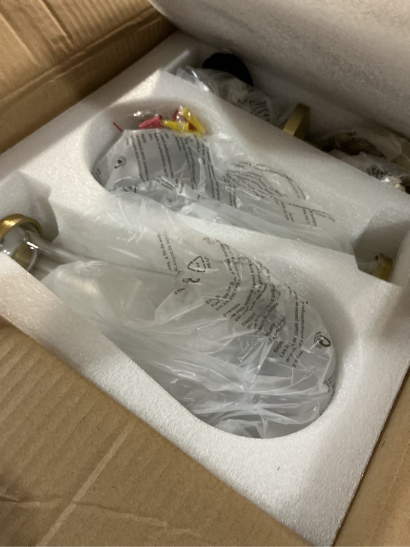 Condition photo showing New/Like New for Nwaprh 2 Pack Pendant Light for Kitchen Island, Raindrop Gold Modern Crystal Glass Pendant Lights, Pendant Lights in Kitchen Island, E12 Bulb Indoor Island Pendant Lights,for Dining Room,Living Room ND37002/2 yellow