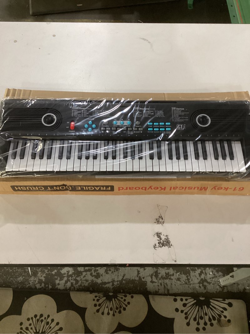 61 Key Keyboard Piano, Electric Piano Keyboard with Built-in Dual Speakers, External Microphone & Po