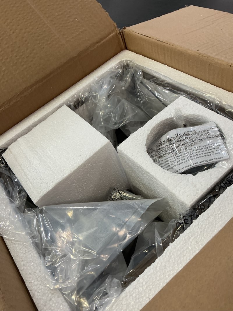Condition photo showing New/Like New for progress lighting 2-light ceiling light, flush mount ceiling light fixture for interior kitchen lights, hallway, bedroom, living room, 12-inch by 6-inch, briarwood collection, antique bronze antique bronze 2-light