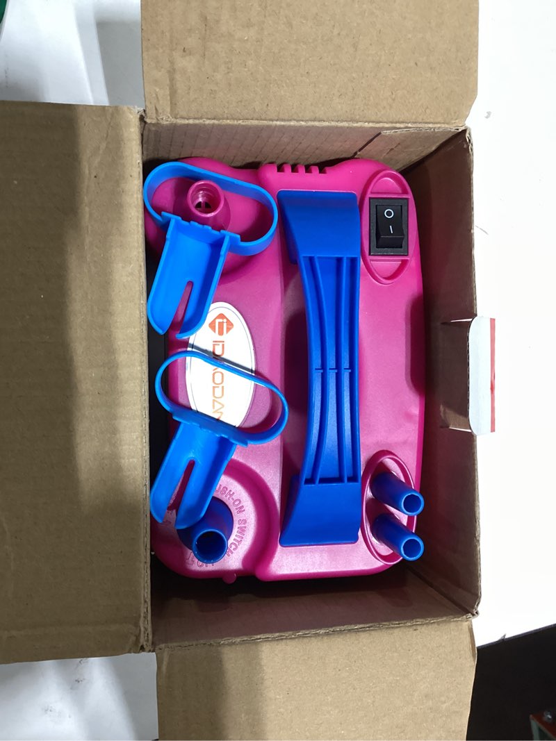 Condition photo showing As Is for idaodan electric balloon pump, portable electric balloon blower machine balloon air pump dual nozzle rose red 110v 600w balloon inflator for party decorations red blue