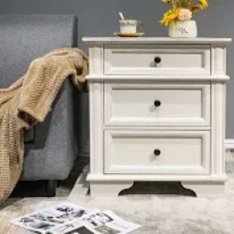 Radelange 3 - Drawer Solid Wood Nightstand with USB