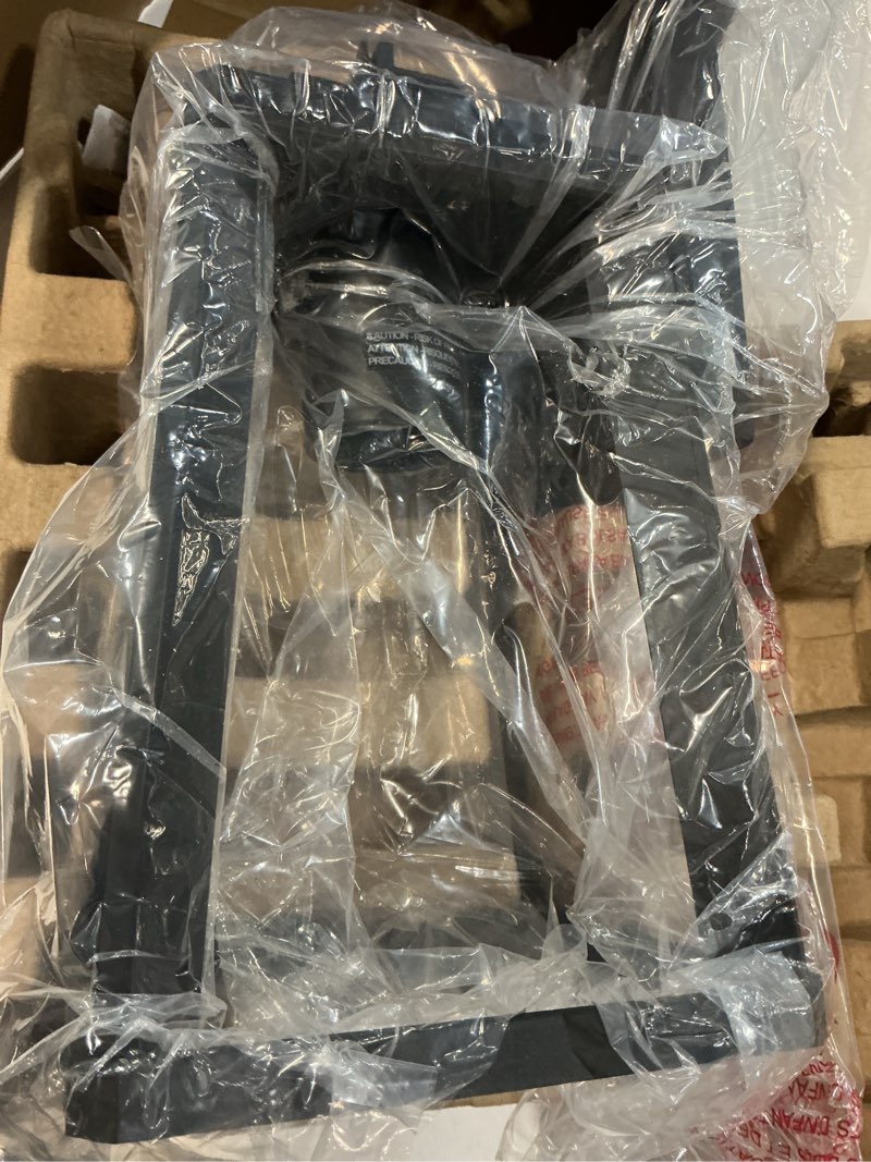 Condition photo showing As Is for quoizel amsted 1-light 13.13-in h matte black outdoor wall light