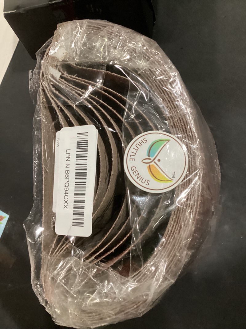 Condition photo showing New/Like New for 10 pack 8 x 19 inch floor sanding belts, 60 grit aluminum oxide sander belts for ez 8 drum sander, 8x19 sanding belt for sanding commercial and residential flooring 8x19 inch 60 grit