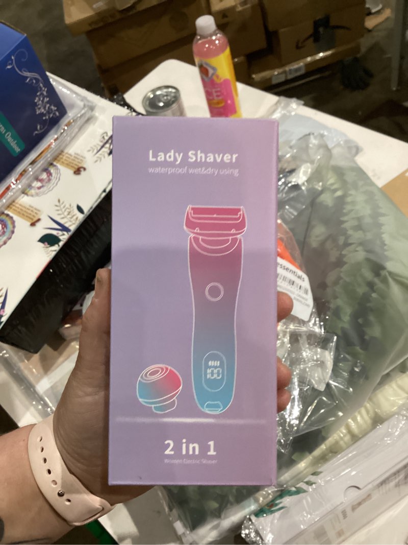 Condition photo showing New/Like New for shaver for women,2 in 1 wet & dry painless hair removal with 2 removable heads,rechargeable cordless womens razor for bikini,legs,arms,underarm area,ipx7 waterproof,pink