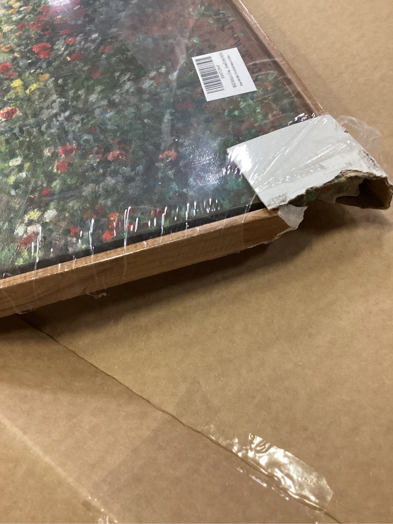 Condition photo showing As Is for wengtiao monet cottage rose garden framed canvas wall art prints retro farmhouse painting artwork vintage country floral garden canvas picture reproduction wall decor for living room bedroom 16"x24" monet garden 16"l x 24"w