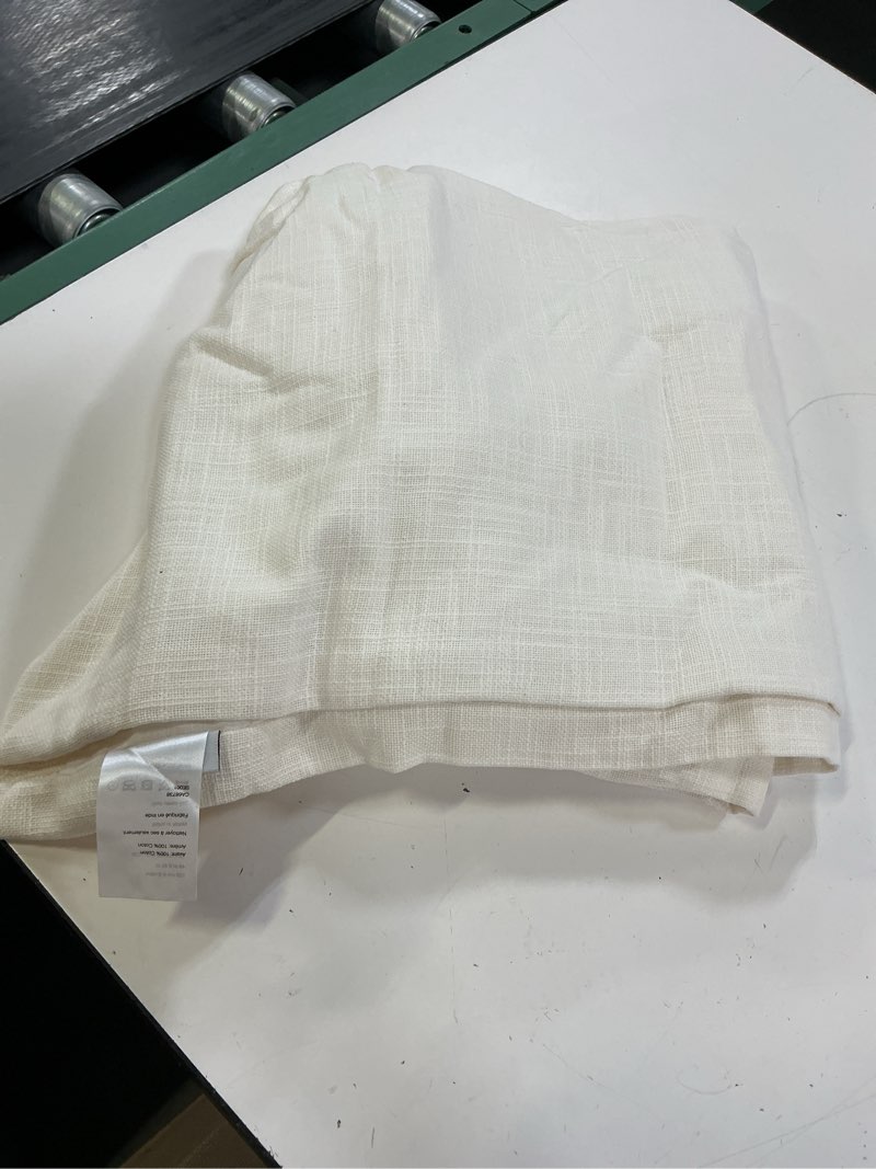 Condition photo showing As Is for textured cotton curtain, 48x84, ivory